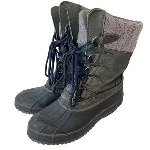 Size 6 Women's Khombu Boots Gray Tall Knit Detail, Suede Leather Upper